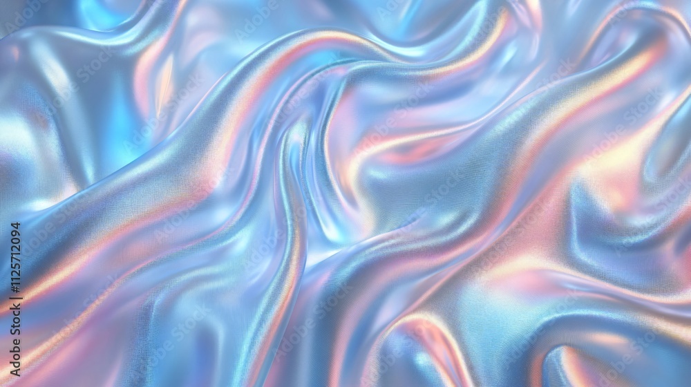 Obraz premium Holographic abstract pastel colors backdrop. Hologram gradient neon color. Foil effect. Rainbow graphic. Psychedelic iridescent creative background, trends 80s or 90s