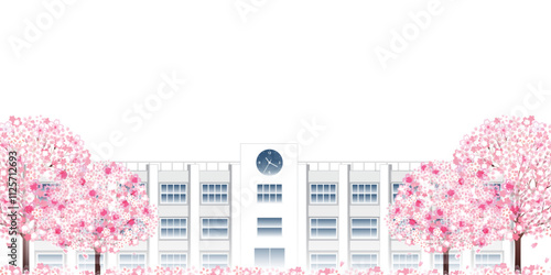 桜　学校　風景　背景