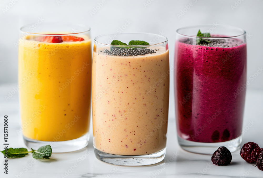 various glasses of different fresh healthy smoothies various glasses of different fresh healthy smoothies