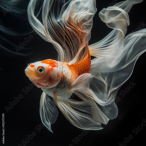 Elegant goldfish swimming gracefully in an aquarium photo