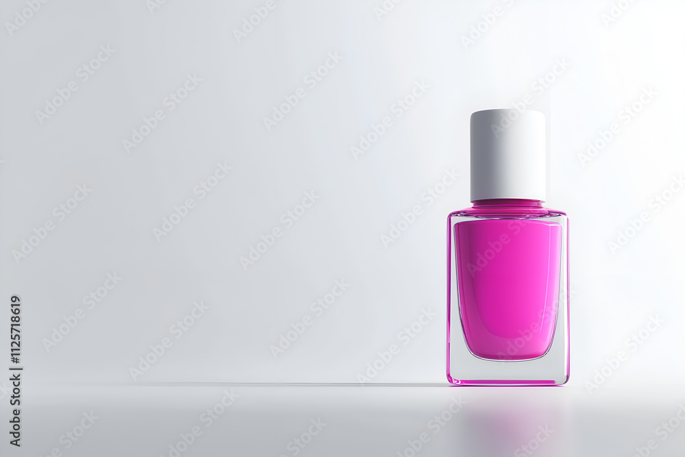 Mock up of a purple nail polish bottle with blank branding on white, isolated on a white background, copy space for text Mock up of a purple nail polish bottle with blank branding on white, isolated on a white background, copy space for text