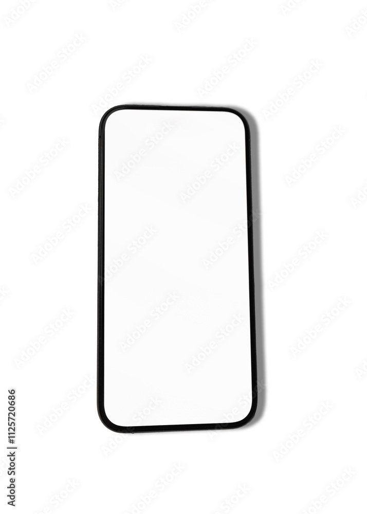 Mock-up phone with white blank screen on the white table Mock-up phone with white blank screen on the white table