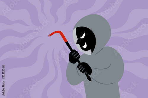 バールを持った犯罪者のベクターイラスト
