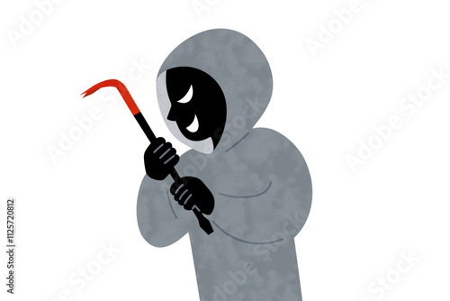 バールを持った犯罪者のベクターイラスト
