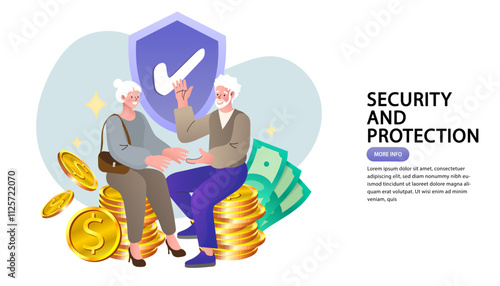 Financial planning for retirement, For financial security during retirement, Vector and illustration,