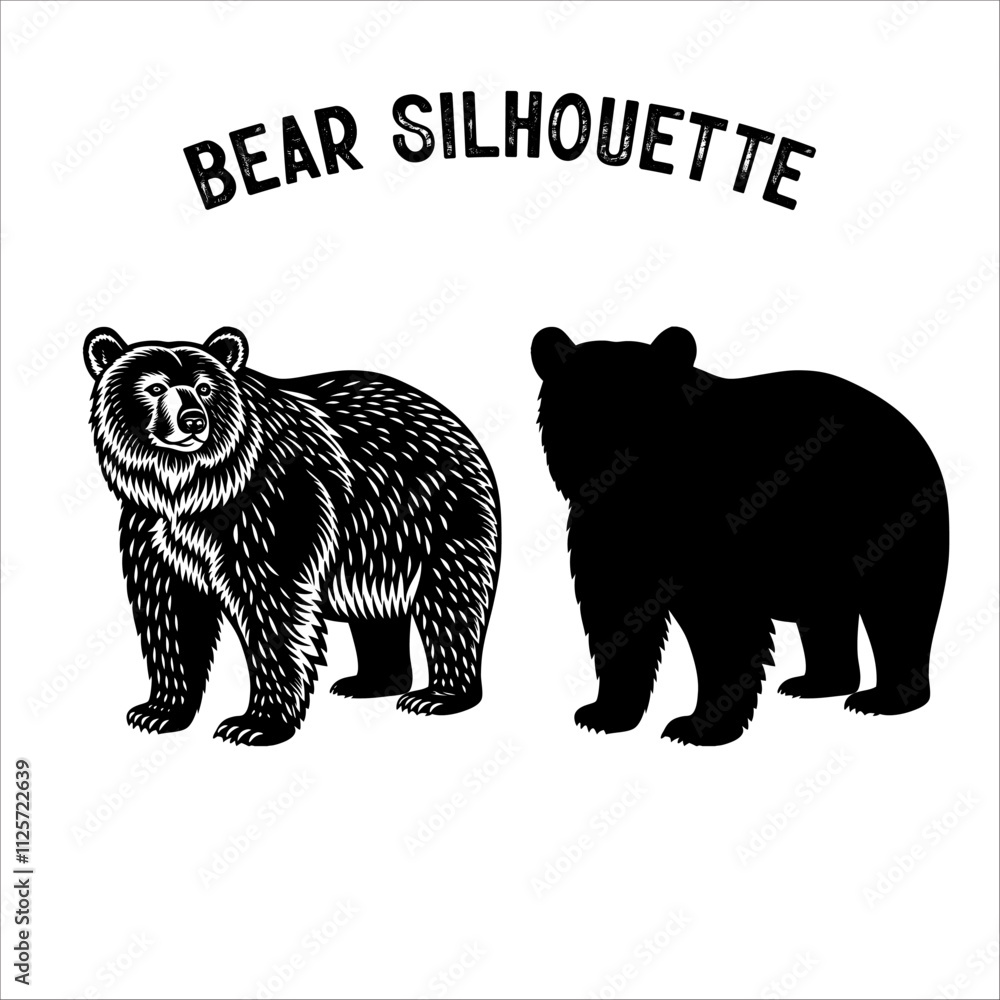 Naklejka premium Bear Silhouette Vector. Bear Silhouette character vector.