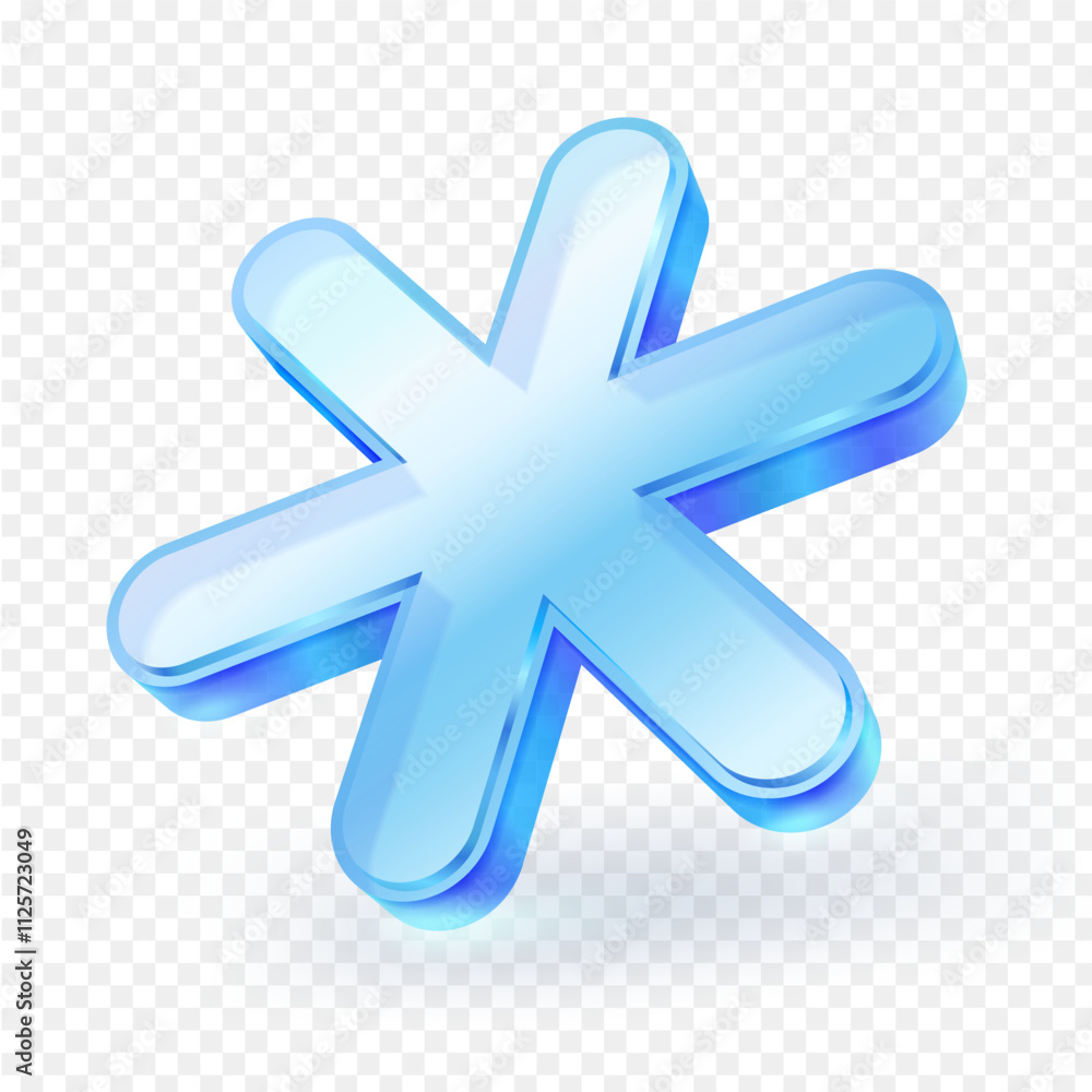 Asterisk glass 3D icon isolated on transparent Background. Realistic vector illustration. Asterisk glass 3D icon isolated on transparent Background. Realistic vector illustration.