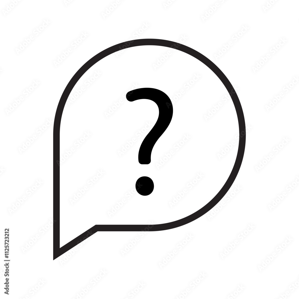 Question bubble icon. Speech outline shape. Query mark vector. Simple illustration. Question bubble icon. Speech outline shape. Query mark vector. Simple illustration.