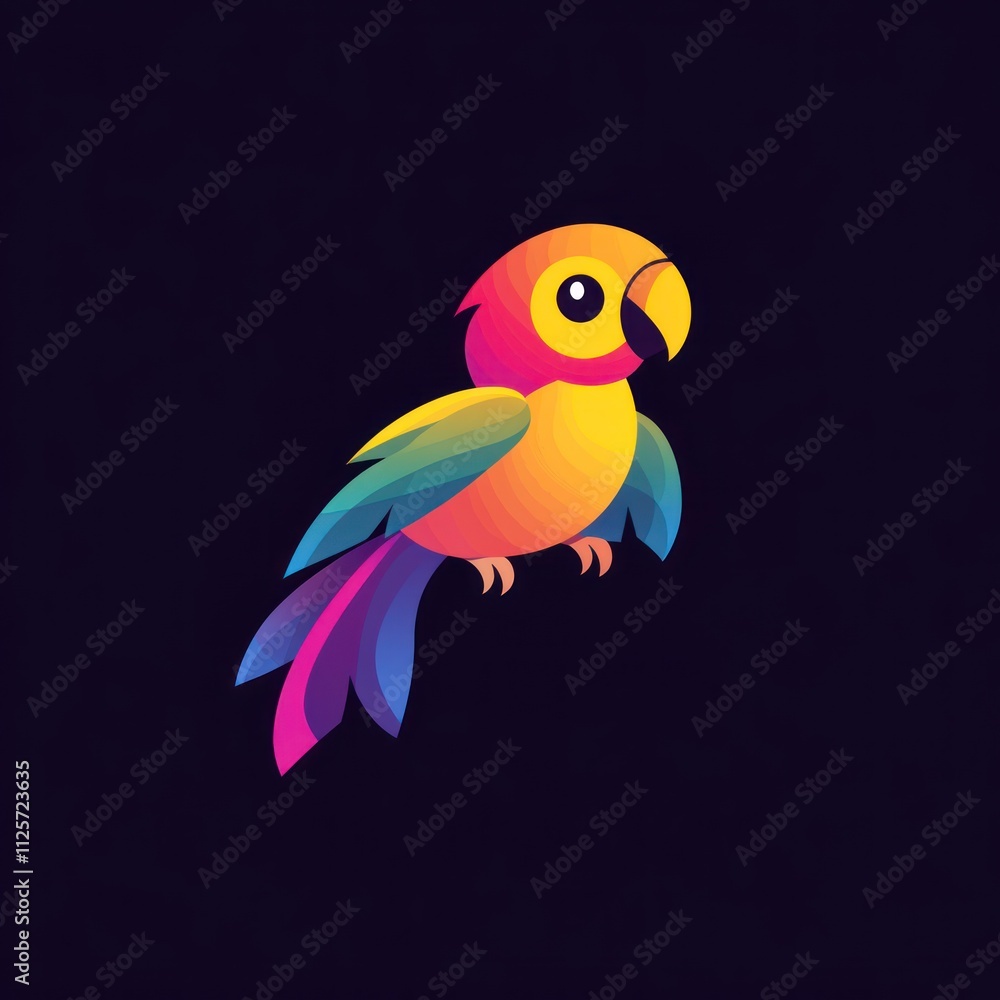 Fototapeta premium Colorful parrot illustration, gradient design.