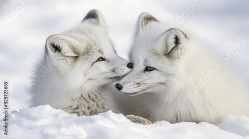 Arctic Foxes Snuggling In The Snow