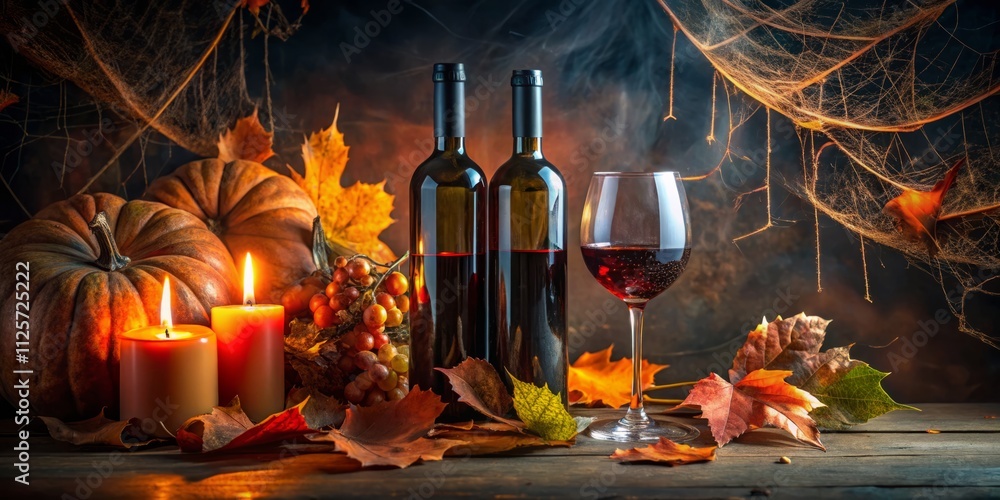 Spooky Elegant Wine Halloween Photography: Moody Autumnal Still Life Spooky Elegant Wine Halloween Photography: Moody Autumnal Still Life