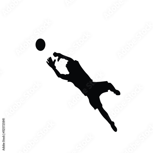 Silhouette of soccer goalkeeper. Blocking the ball, vector illustration On a white background.