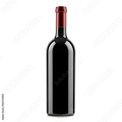 Front view red wine blank bottle isolated