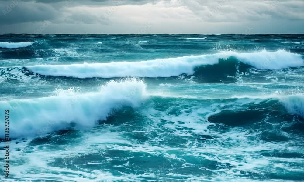 A dynamic seascape featuring turbulent waves in shades of blue and white, under a moody sky, evoking a sense of nature's power and beauty. A dynamic seascape featuring turbulent waves in shades of blue and white, under a moody sky, evoking a sense of nature's power and beauty.
