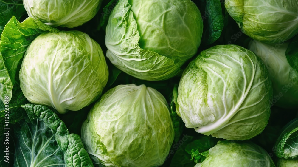Freshly harvested cabbages on green leaves in a farm field ideal for agricultural discussions and marketing materials. Freshly harvested cabbages on green leaves in a farm field ideal for agricultural discussions and marketing materials.
