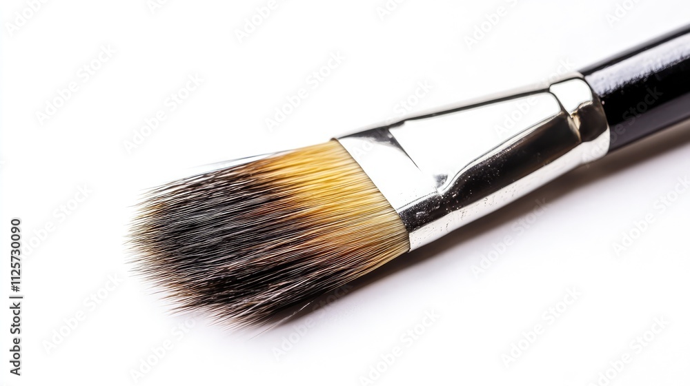 Artist brush with synthetic bristles on a clean white background showcasing fine details for creative crafts and artistic expressions. Artist brush with synthetic bristles on a clean white background showcasing fine details for creative crafts and artistic expressions.