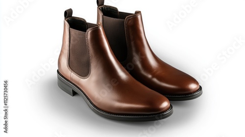 Elegant brown leather men's chelsea boots featured in soft lighting on a subtle background for a stylish footwear showcase