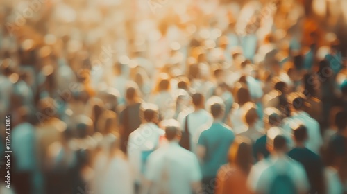 Wallpaper Mural Blurred crowd of diverse business professionals at a bustling trade fair event creating a dynamic networking atmosphere Torontodigital.ca