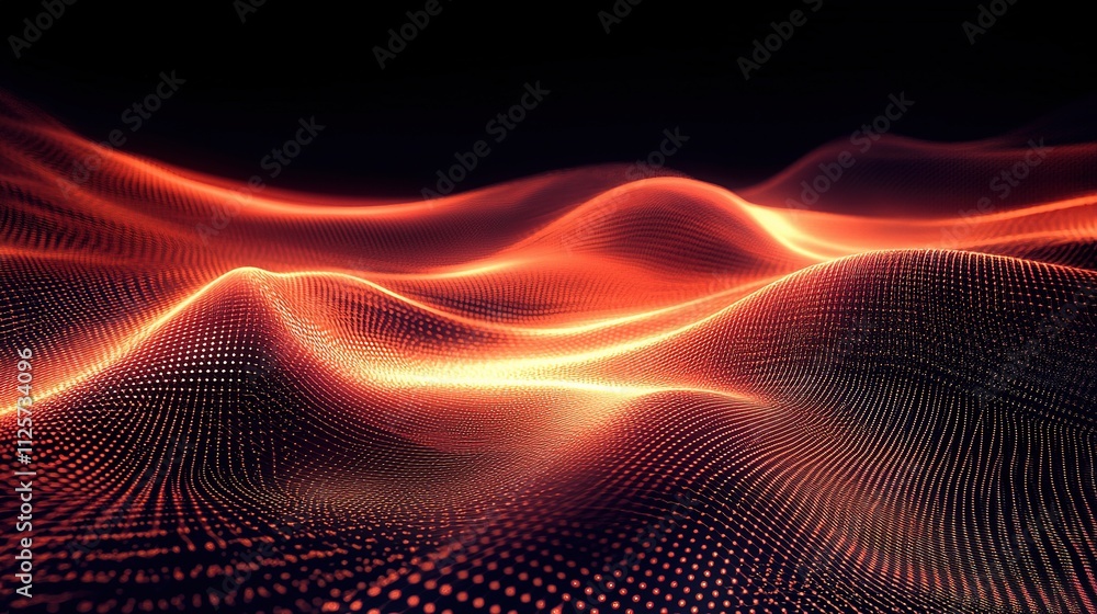 Obraz premium Abstract Glowing Lights Flowing Through Digital Waves and Patterns