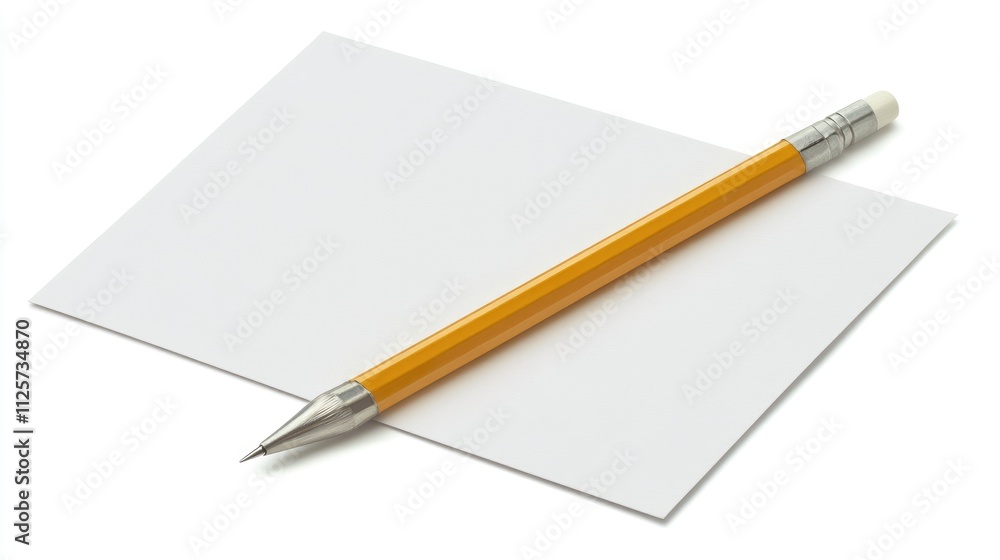Marketing strategy concept with blank card and pencil for ideas and planning isolated on white background Marketing strategy concept with blank card and pencil for ideas and planning isolated on white background