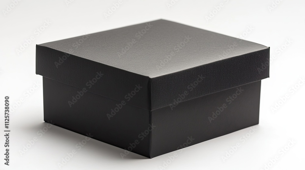 Closed square black gift box on white background Closed square black gift box on white background