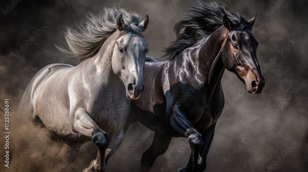 Two Horses Running Through Dust Two Horses Running Through Dust