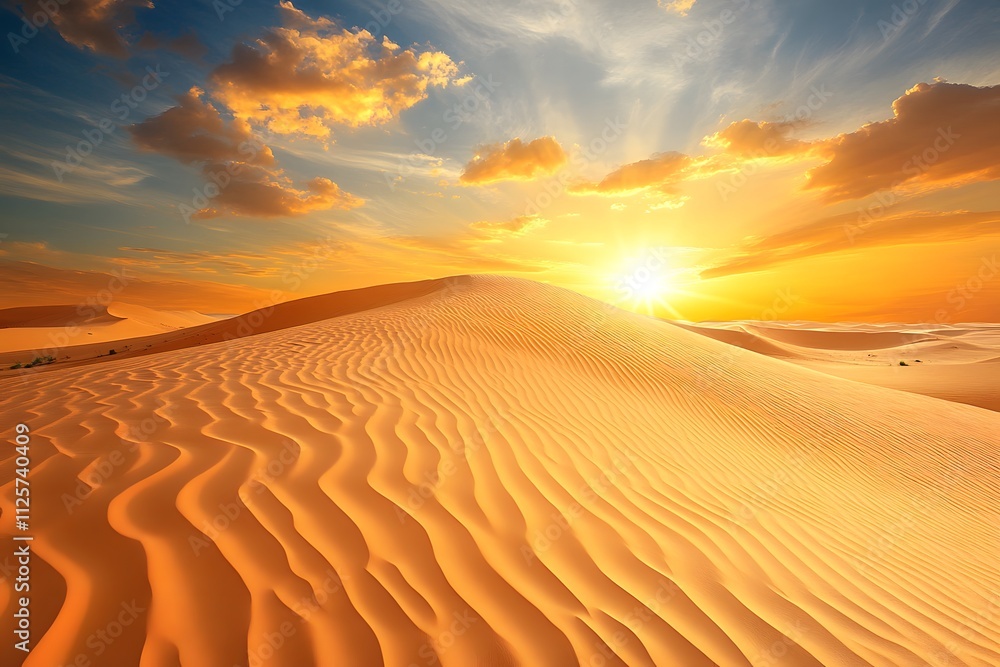 Serene Desert Landscape with Sand Dunes and Cacti