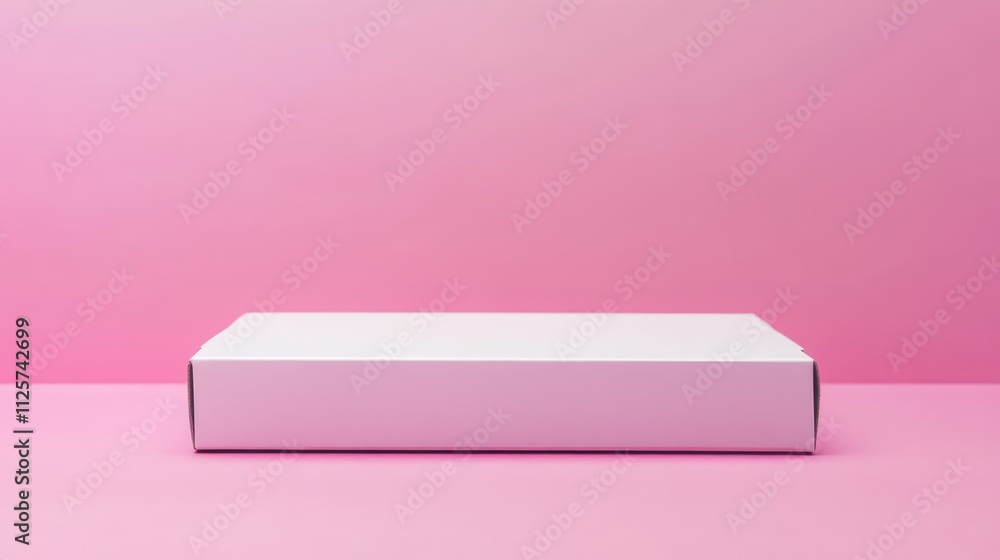 Minimalist white box on a soft pink backdrop emphasizing simplicity and elegance with an unbranded appearance ideal for packaging concepts Minimalist white box on a soft pink backdrop emphasizing simplicity and elegance with an unbranded appearance ideal for packaging concepts