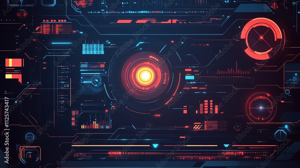 Modern Minimalist Tech Design with Dark Background and Bright Elements Modern Minimalist Tech Design with Dark Background and Bright Elements