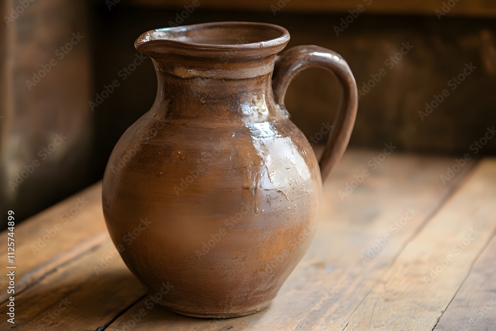 Handmade Pottery Jug Filled with Fresh Water Handmade Pottery Jug Filled with Fresh Water