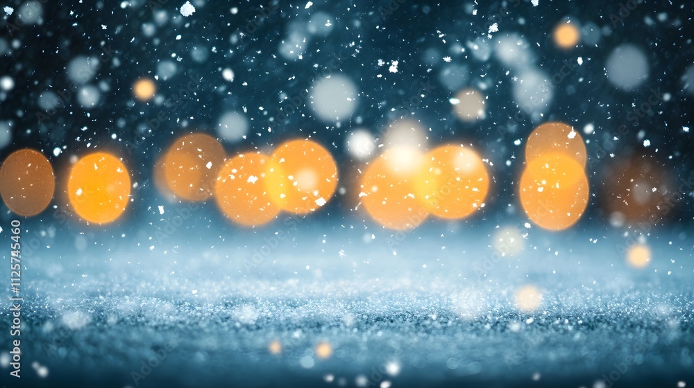 Winter Snowfall Scene With Defocused Lights Winter Snowfall Scene With Defocused Lights