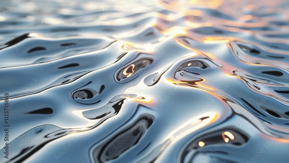 Liquid Mercury, Abstract Satiny Texture with Ethereal Light Reflection