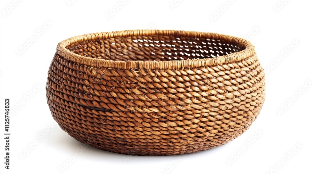 Woven wicker basket with handle natural fiber craftsmanship home decor storage accessory Woven wicker basket with handle natural fiber craftsmanship home decor storage accessory