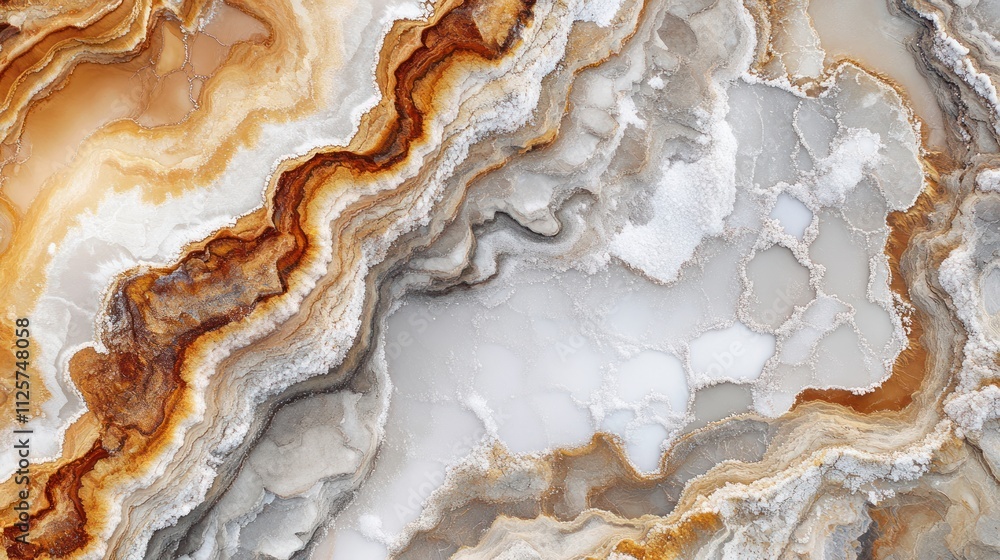 Fototapeta premium Abstract brown, beige, and white onyx marble texture.