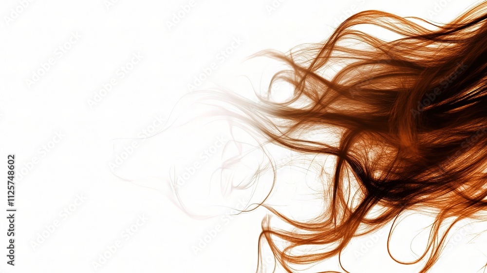 Naklejka premium Flowing Brown Hair on a White Background for Photography Projects