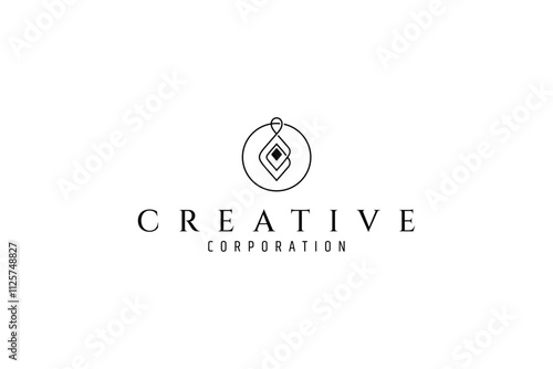 jewelry logo pendant necklace in line art design