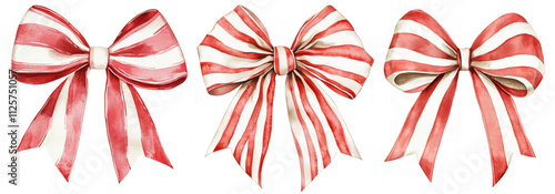 Watercolor set of beautyful festive silk bows