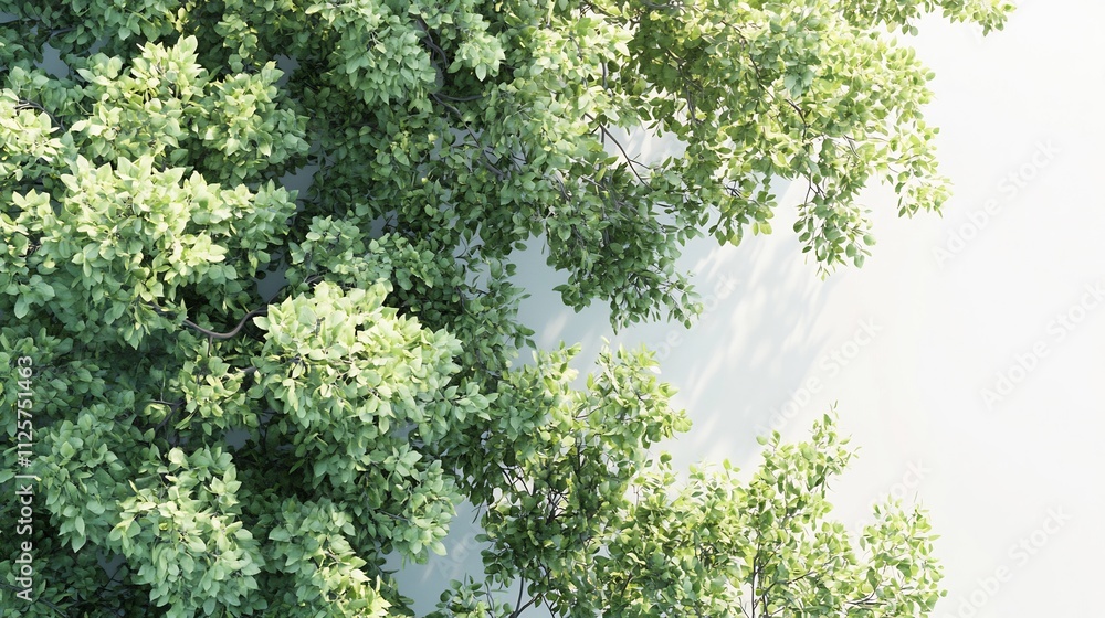 High angle view of lush green foliage on a light background. High angle view of lush green foliage on a light background.