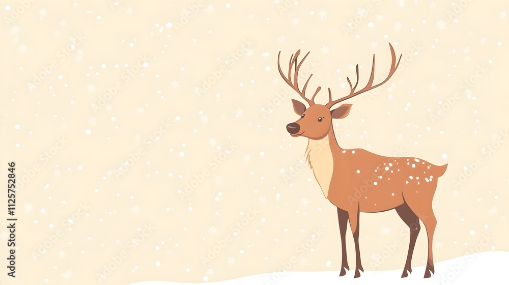 A Spotted Deer Stands in a Gentle Snowfall A Spotted Deer Stands in a Gentle Snowfall