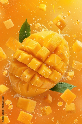 fresh ripe mango fruit background for delicious juice of garden plant ai generated
