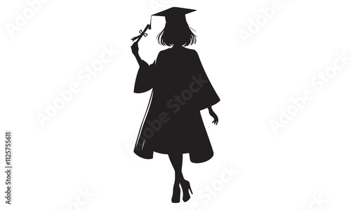 Silhouette of a woman in a witch hat, dancing in a Halloween costume