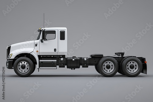 Obraz na płótnie White Class 8 Cab and Chassis Tractor Truck Side Profile View w salonie