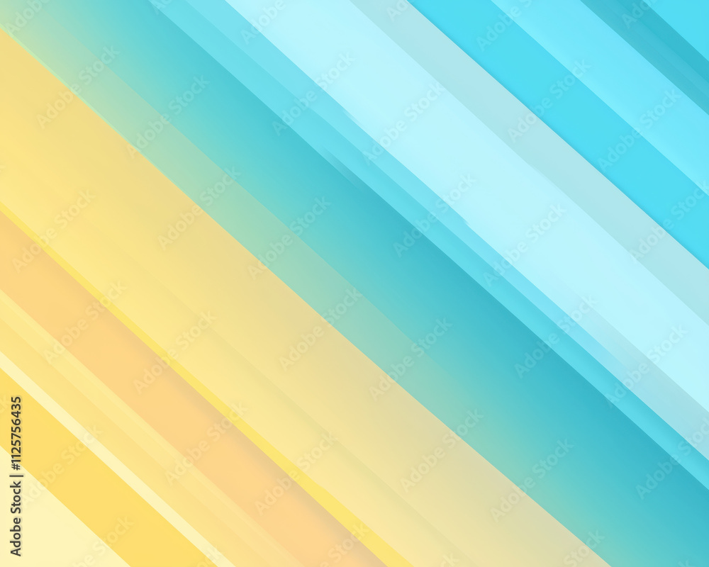 Fototapeta premium Bright and vibrant abstract stripes of blue and yellow creating a dynamic background for design. Colorful stripes of blue and yellow stretch diagonally across the surface, creating a lively