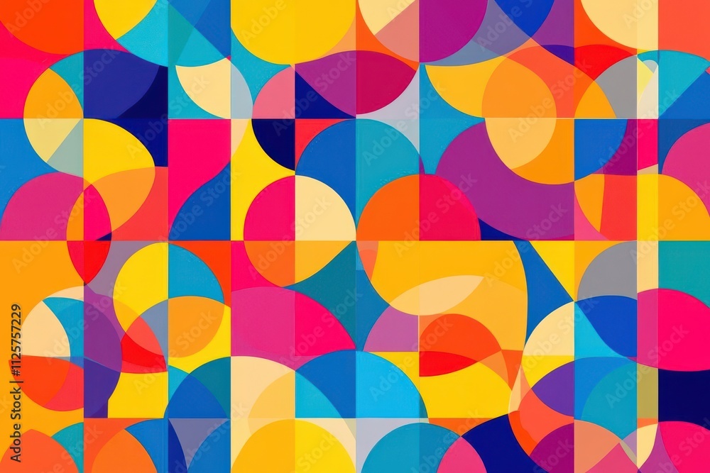 A vibrant abstract composition featuring colorful geometric shapes and patterns. A vibrant abstract composition featuring colorful geometric shapes and patterns.