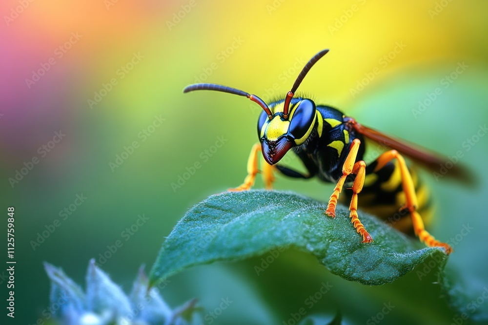 Fototapeta premium Close-up Macro Photography of a Yellow Jacket Wasp
