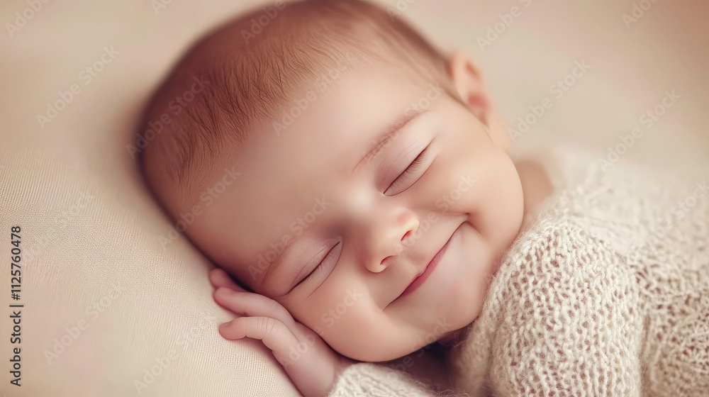 Adorable Baby Sleeping with a Joyful Smile Adorable Baby Sleeping with a Joyful Smile