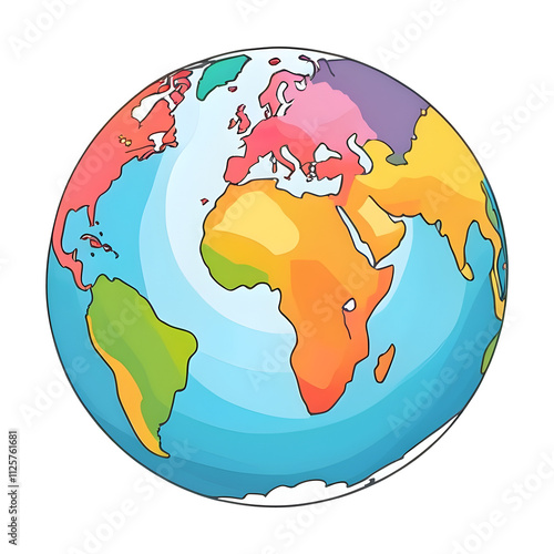 Earth globe illustration on transparent background.