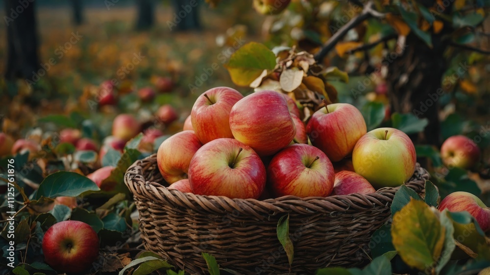 Abundant fresh apples gathered during autumn harvest Abundant fresh apples gathered during autumn harvest