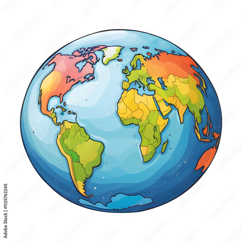 Earth globe illustration on transparent background.