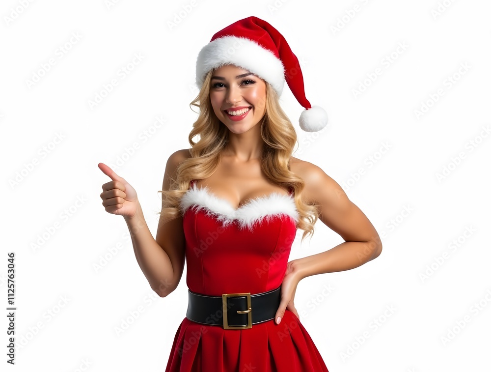 Caucasian Asian Girl Christmas Red Stylish Dress Hat Holding Gift Bag Box Present Excited Santa Caucasian Asian Girl Christmas Red Stylish Dress Hat Holding Gift Bag Box Present Excited Santa